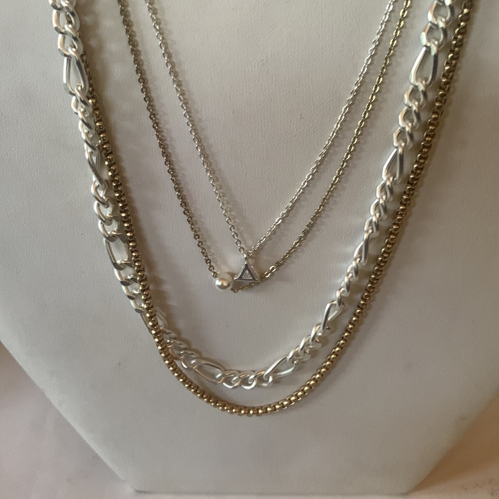 New LUCKY BRAND Two-Tone Crystal Pendant Layered Convertible Necklace